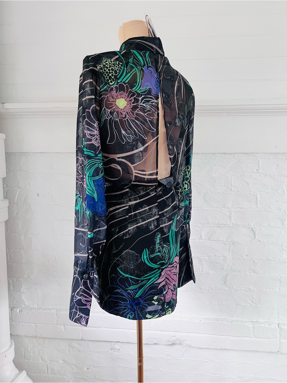 Sabina Musayev Abby Mini Dress Black Floral Metallic Size XS New With Tags - Picture 7 of 17